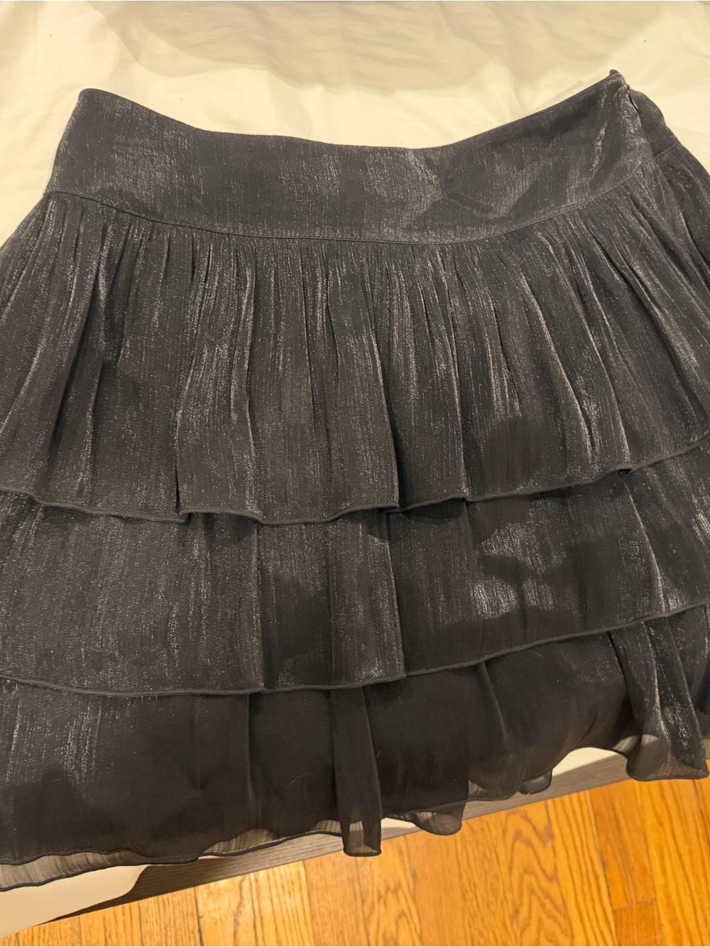 Forever 21 Black Shimmer Tiered Mini Skirt